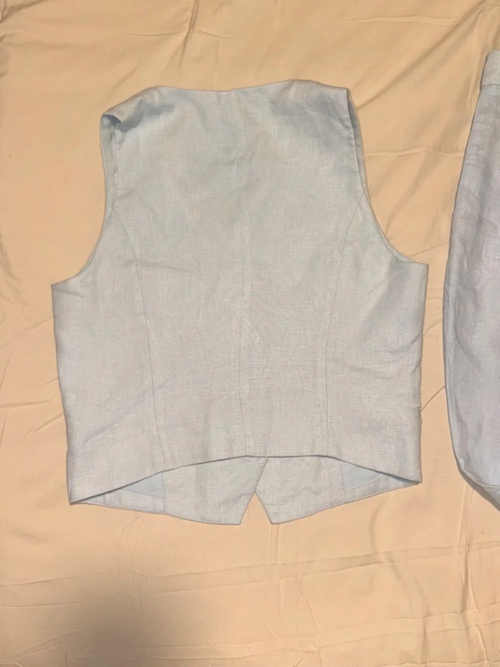 Mango Pale Blue Linen Vest & Tailored Pants Set XS / 2
